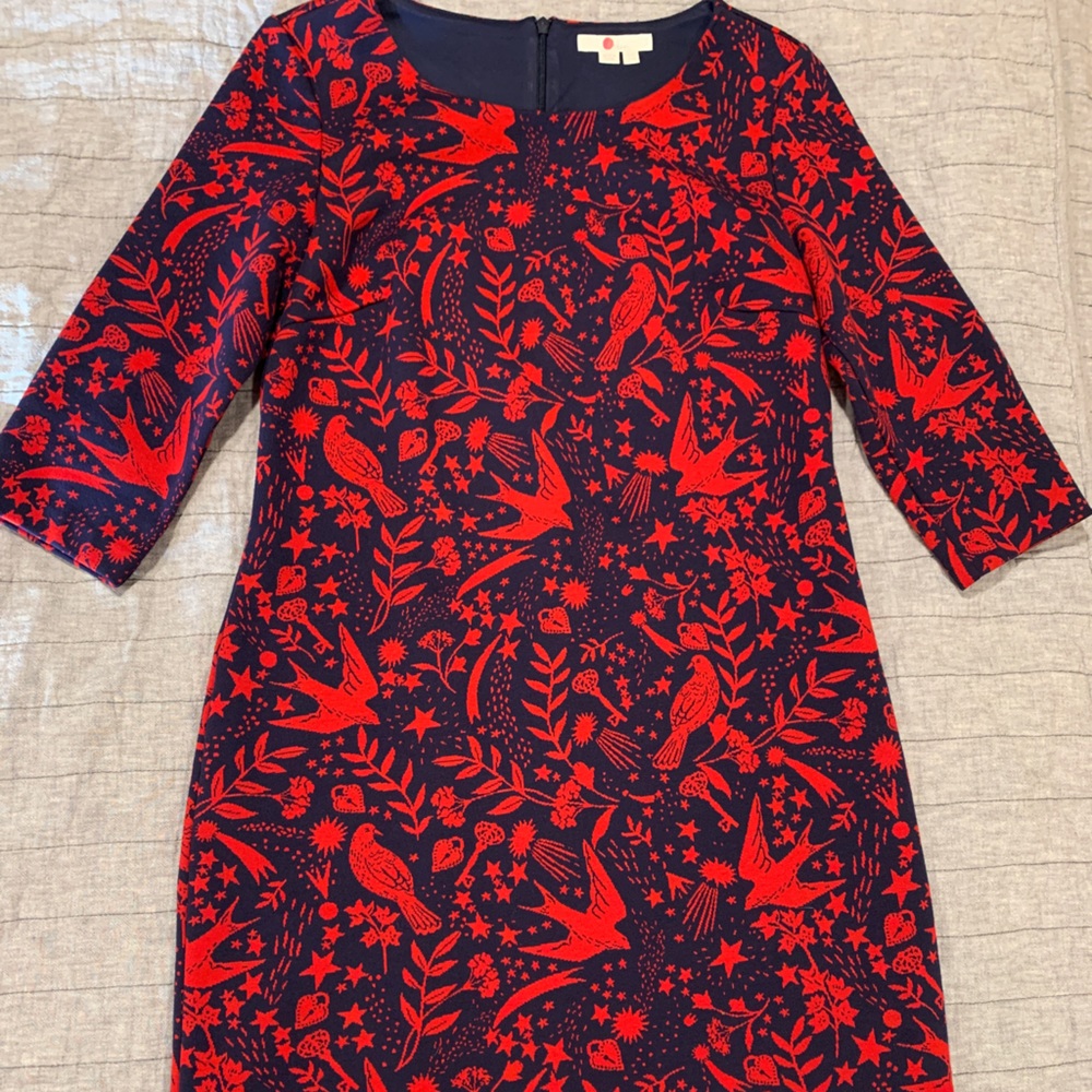 Boden jaquard knit fitted lined sweater dress. Size 8 Petite. EUC.